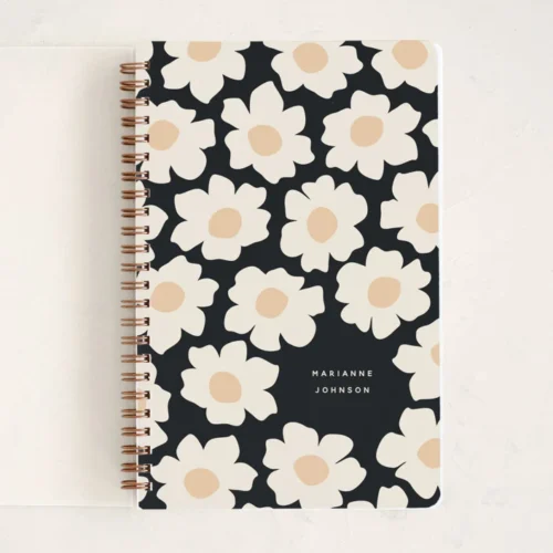 White Daisy Notebook – Grid Pages
