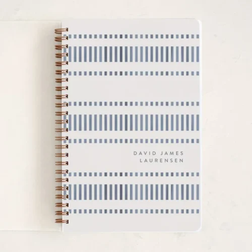 Cool Blue Symmetrical Barcode Notebook – Lined Pages