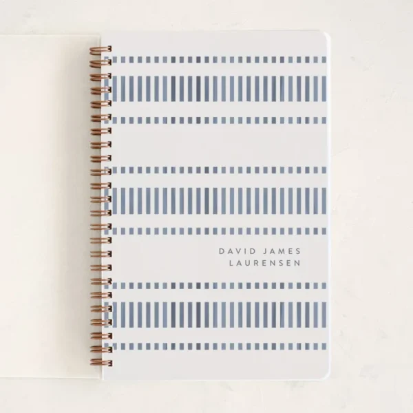 Cool Blue Symmetrical Barcode Notebook – Lined Pages